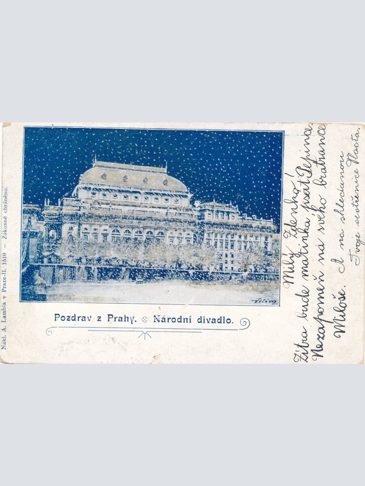AK Pozdrav z Prahy Narodi divaldo Tschechoslowakei Ansichtskarte (14881)
