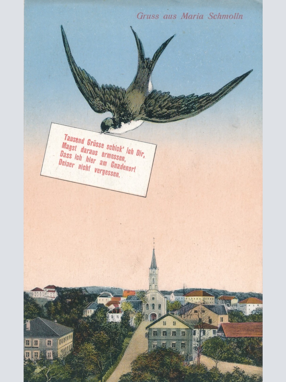 AK aus Maria Schmolln mit Schwalbe Oberösterreich Ansichtskarte (15111)