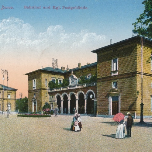 AK aus Neu Ulm Bahnhof und Kgl Postgebäude Bayern Ansichtskarte (14929)