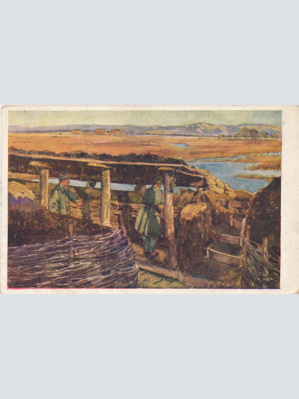 AK Soldaten im Schützengraben Feldpost Nr. 57  Militaria Ansichtskarte (14972)