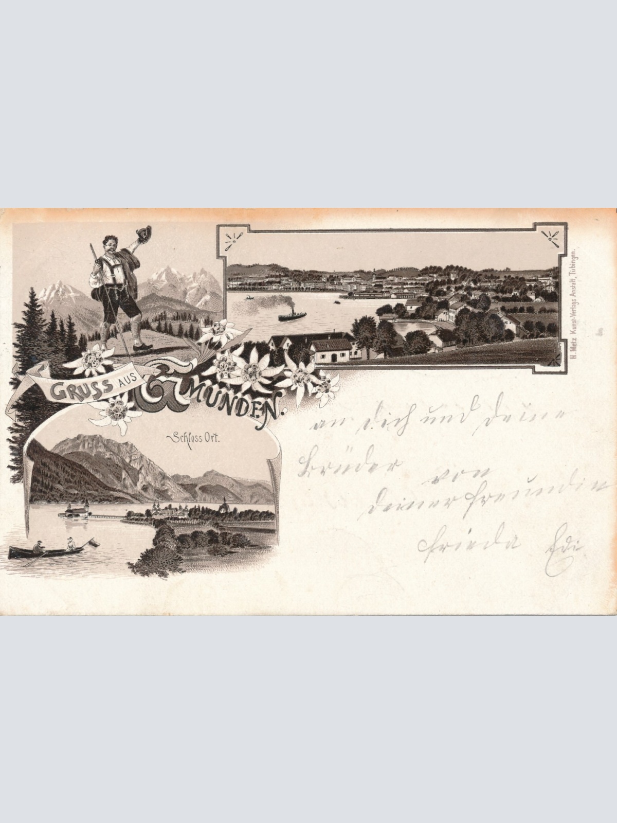 Litho - Karte gruss aus Gmunden Oberösterreich Ansichtskarte (15104)