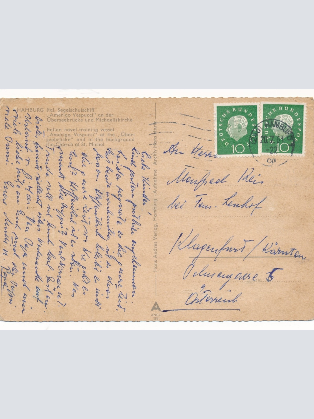 AK aus Hamburg mit Segelschiff  Ansichtskarte (15956)