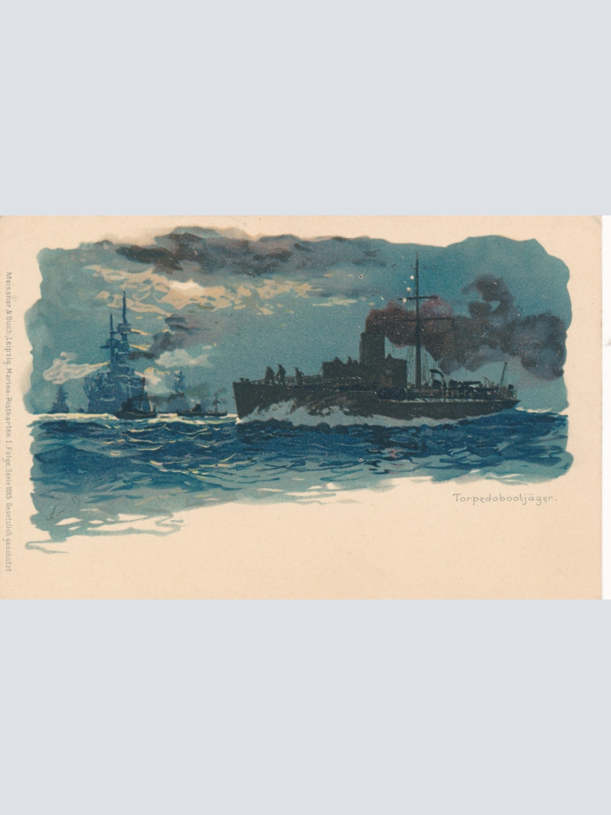 AK Torpedojäger bei Nacht Ansichtskarte (15939)