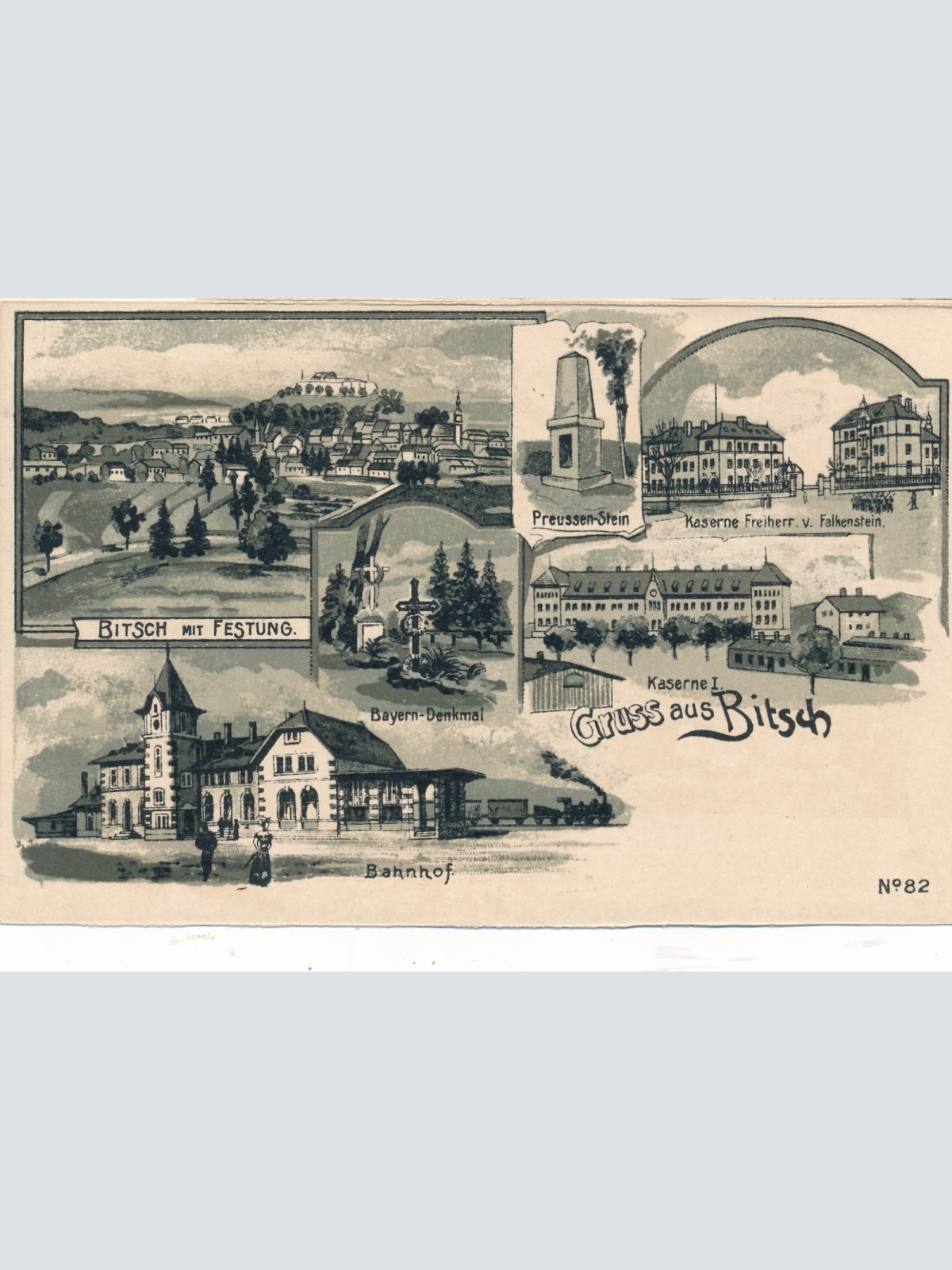 AK aus Bitsch Lothringen mit Kaserne Ansichtskarte (15122)