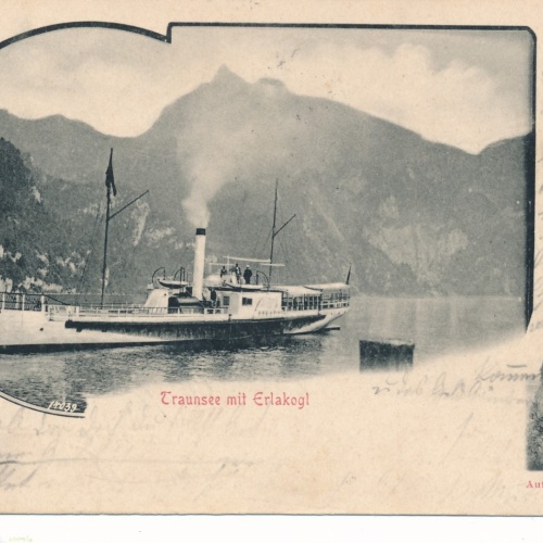 AK aus Gmunden mit Dampfer u Traunsee Erlakogel Ansichtskarte (15052)