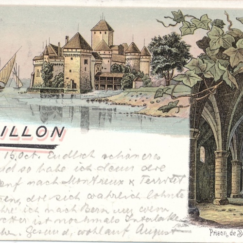 Litho - Karte aus Chillon Schweiz Ansichtskarte (15933)