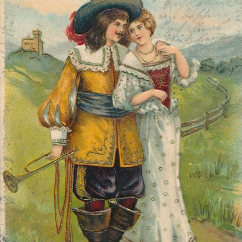 Präge - Motiv Karte Mann mit Frau Behüht dich Gott Ansichtskarte (15890)