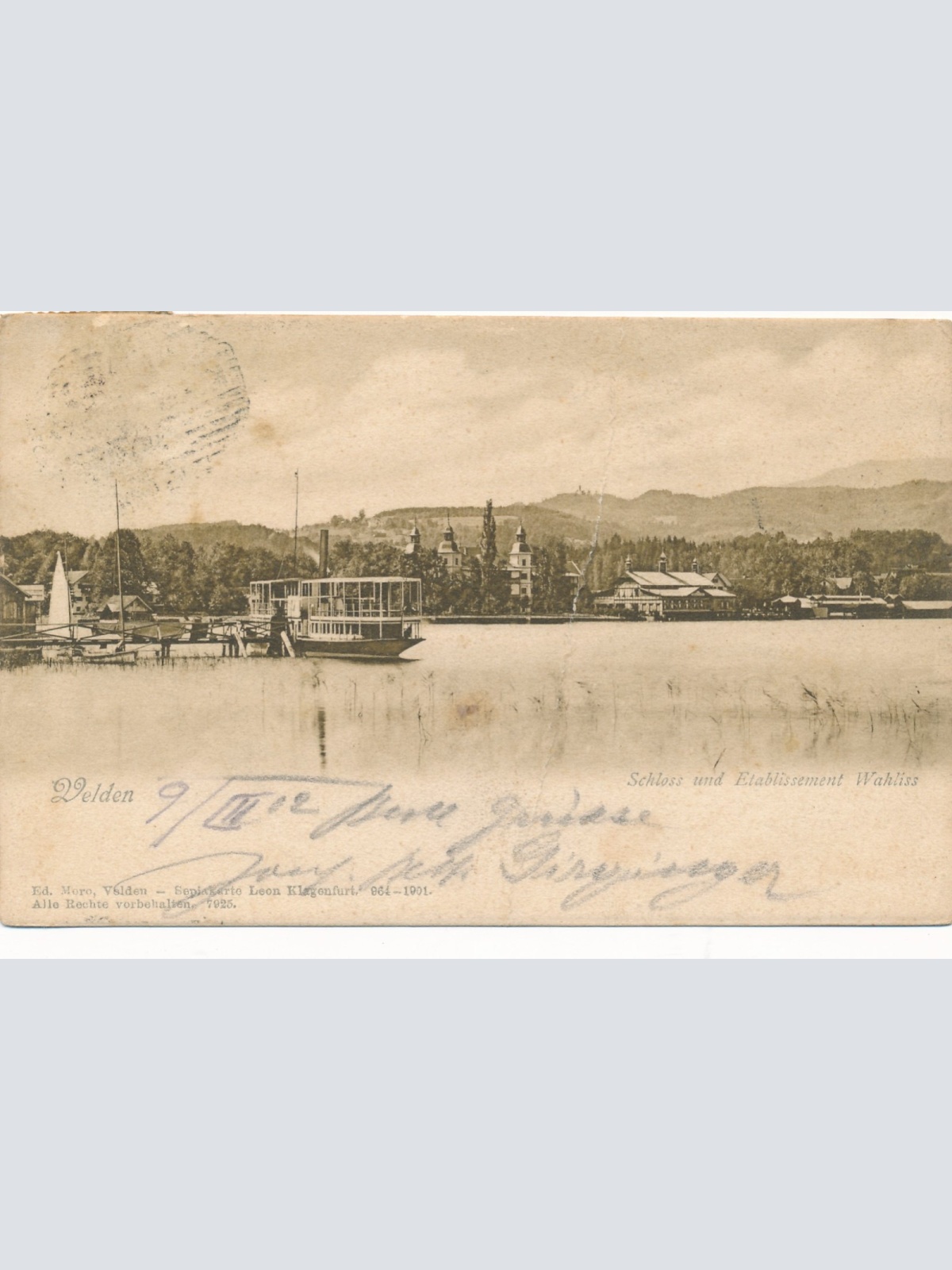 AK aus Velden Schloss und Etablissement Wahliss Kärnten Ansichtskarte (16063)