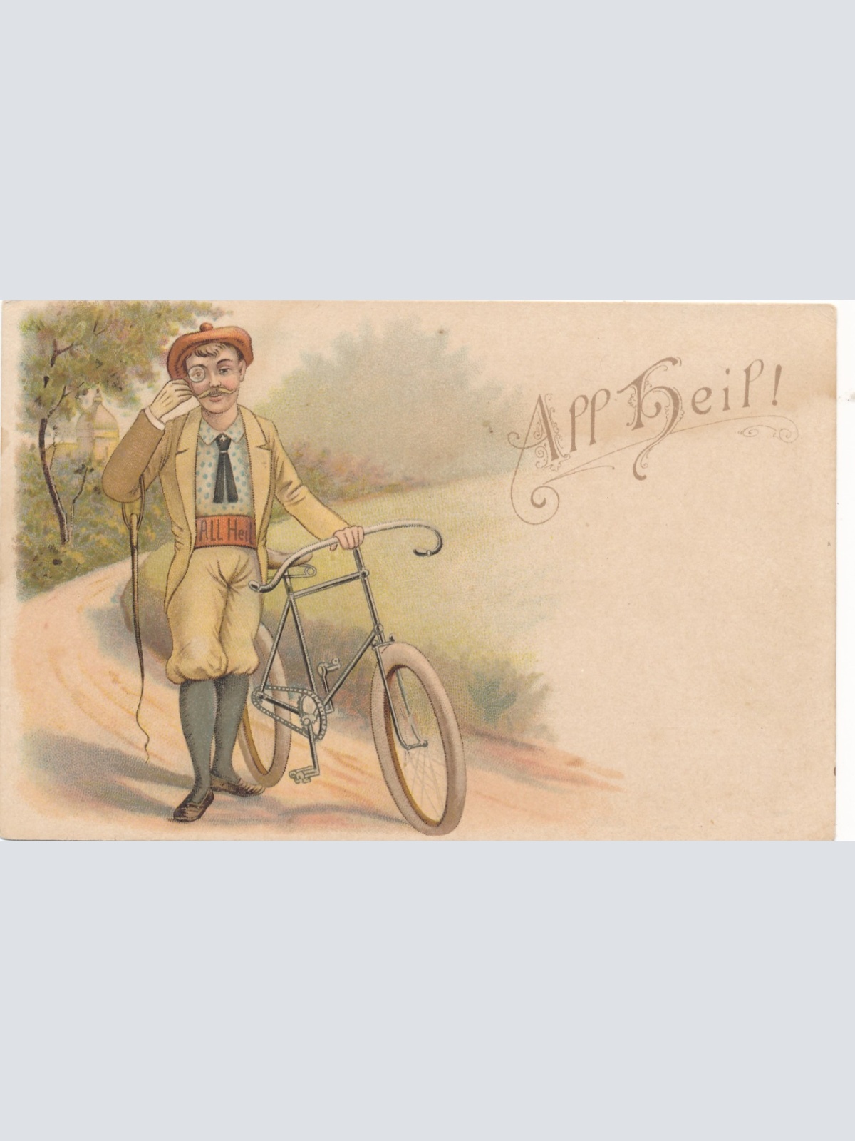 AK All Heil mann mit Fahrad Ansichtskarte (15874)