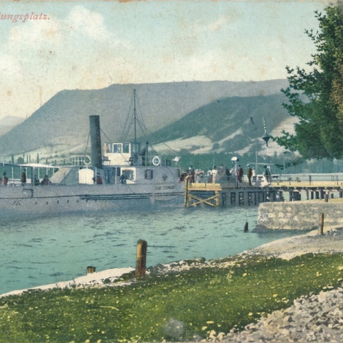 AK aus Attersee Landungplatz mit Dampfer Oberösterreich Ansichtskarte (15234)