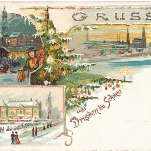 Litho - Karte gruss aus Dresden im Schnee Sachsen Ansichtskarte (15702)