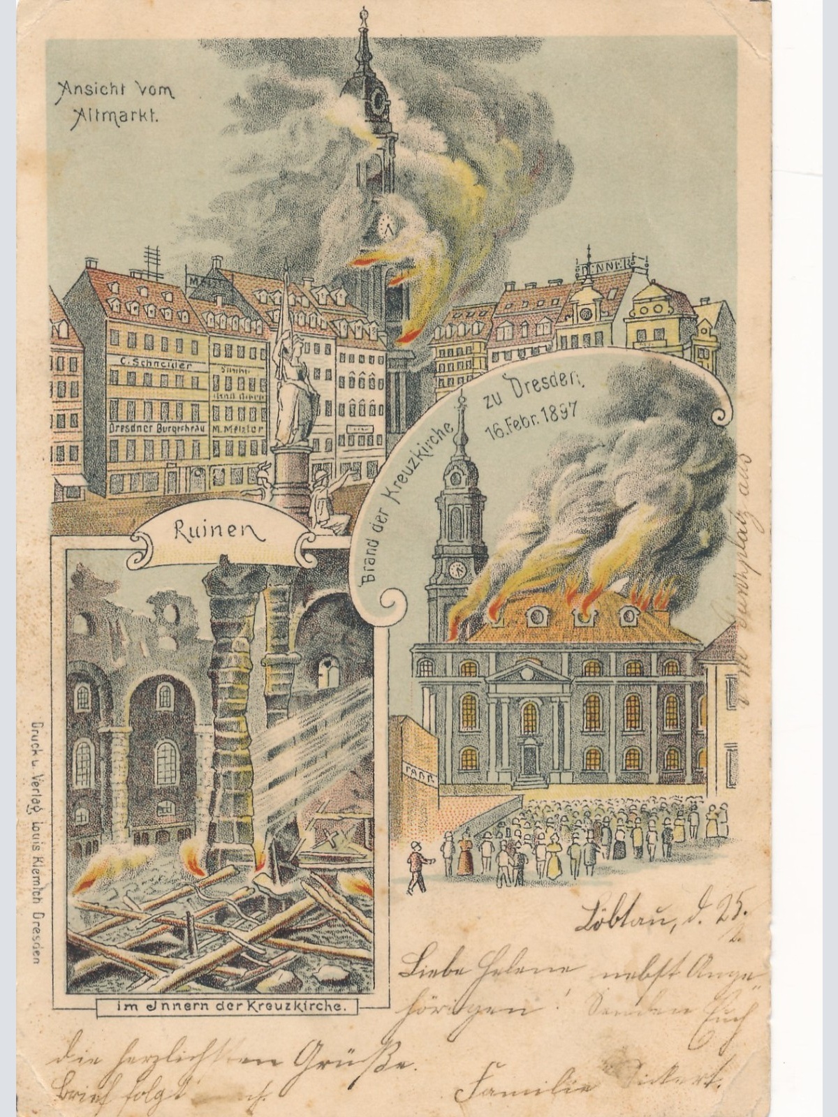 Litho - Karte aus Altmarkt zu Dresden 1897 Sachsen Ansichtskarte (15701)