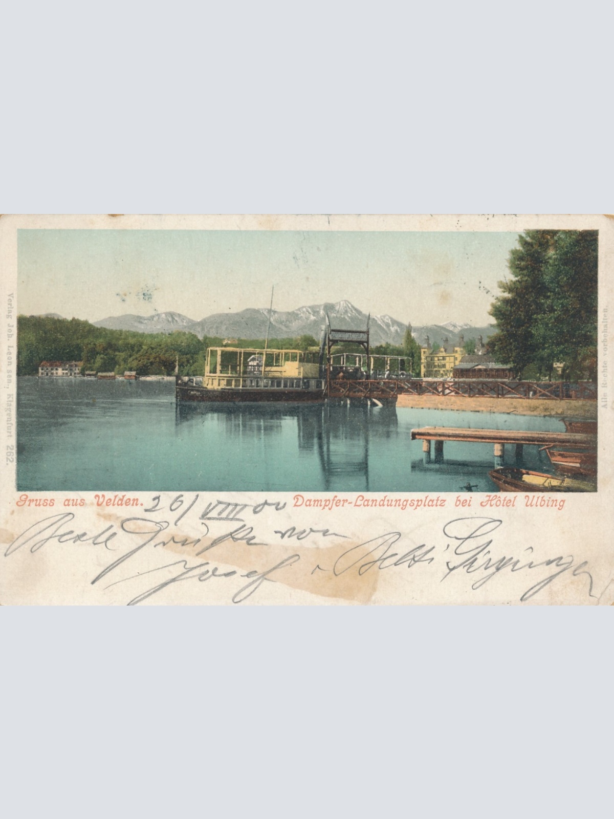 AK gruss aus Velden Dampfer Landungsplatz Kärnten Ansichtskarte (16089)