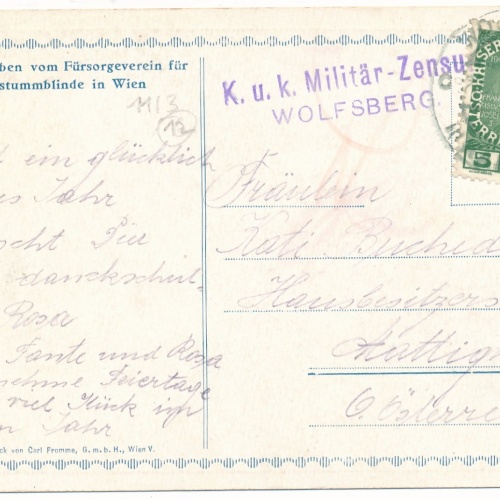 KuK Militär Zensur Wolfsberg Ansichtskarte (16163)