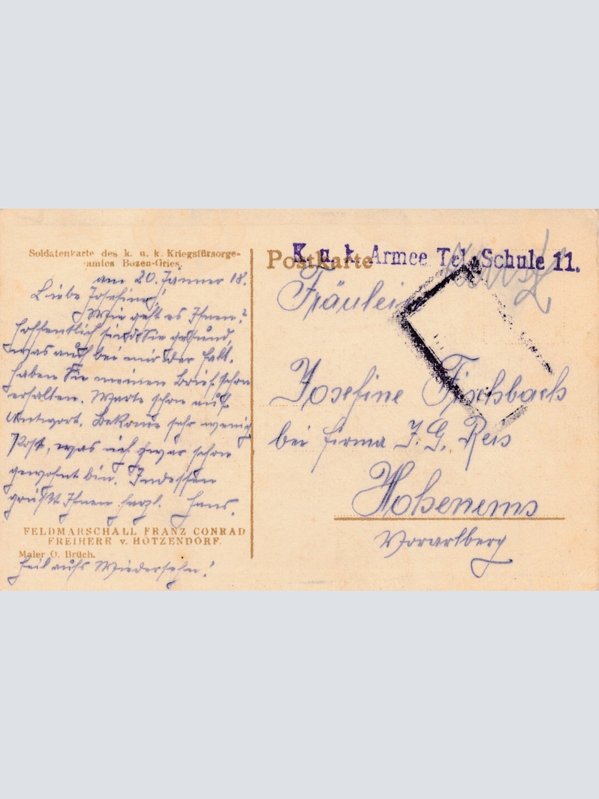 KuK Armee Tel. Schule 11. Feldmarschall Franz Conrad Ansichtskarte (16152)