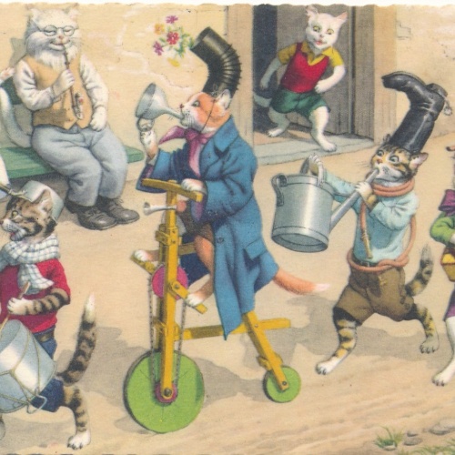 Motiv - Karte Katzen Karneval Ansichtskarte (15951)