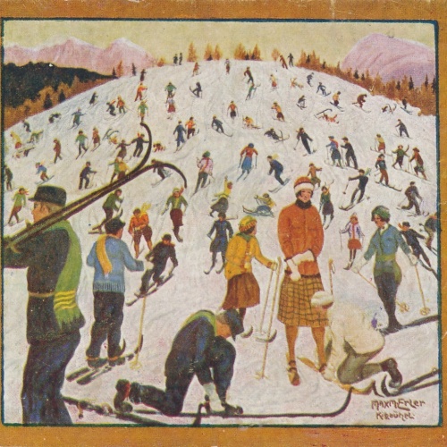Motiv - Karte Kitzbühel Skifahrer Ansichtskarte (15952)