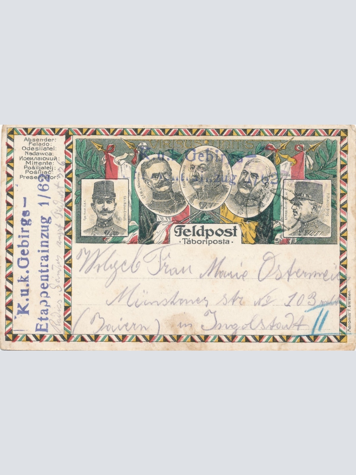 Feldpostkarte 336 K. K. Gebirgs - Etappentrainzug 1/62 Ansichtskarte (15978)