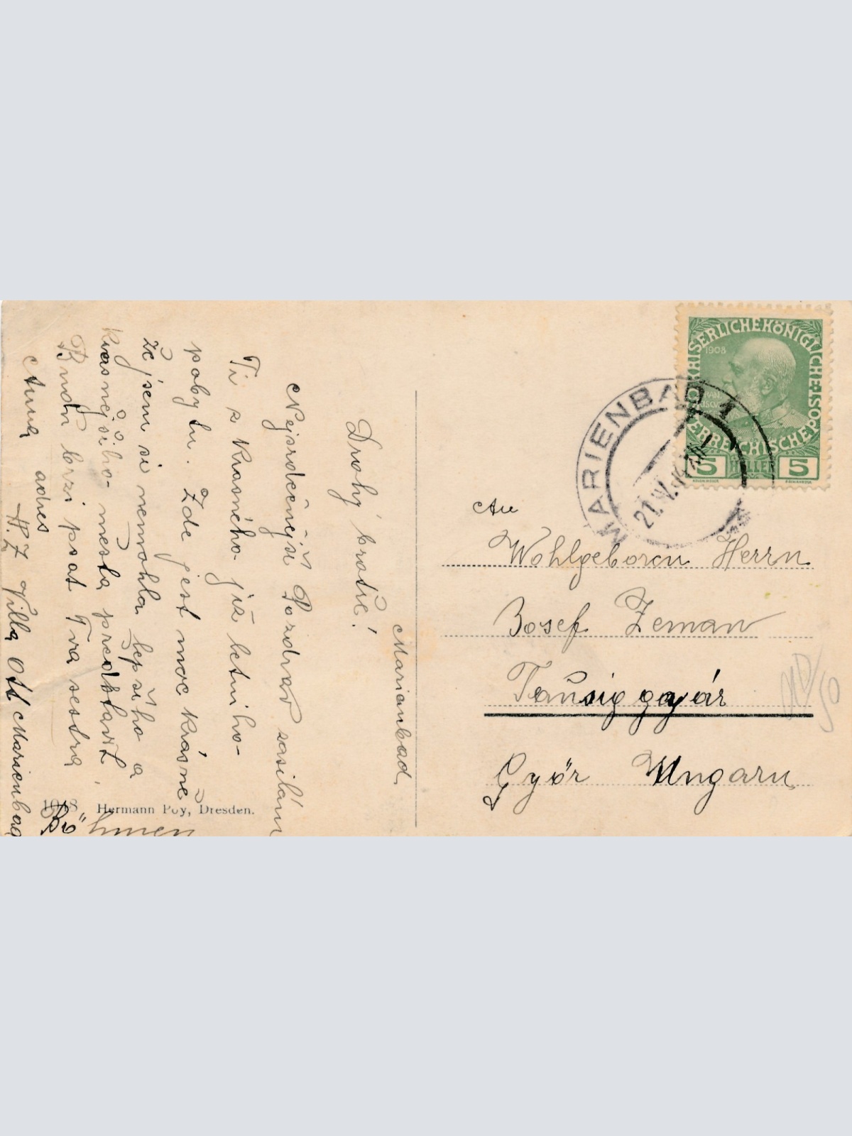 AK aus Marienbad Franz Josef Platz Tschechoslowakei Ansichtskarte (15452)