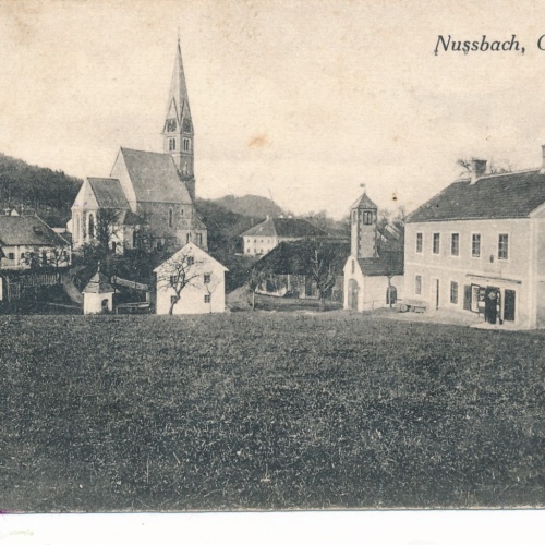 AK aus Nussbach mit Kirche und Handlung Oberösterreich Ansichtskarte (15532)