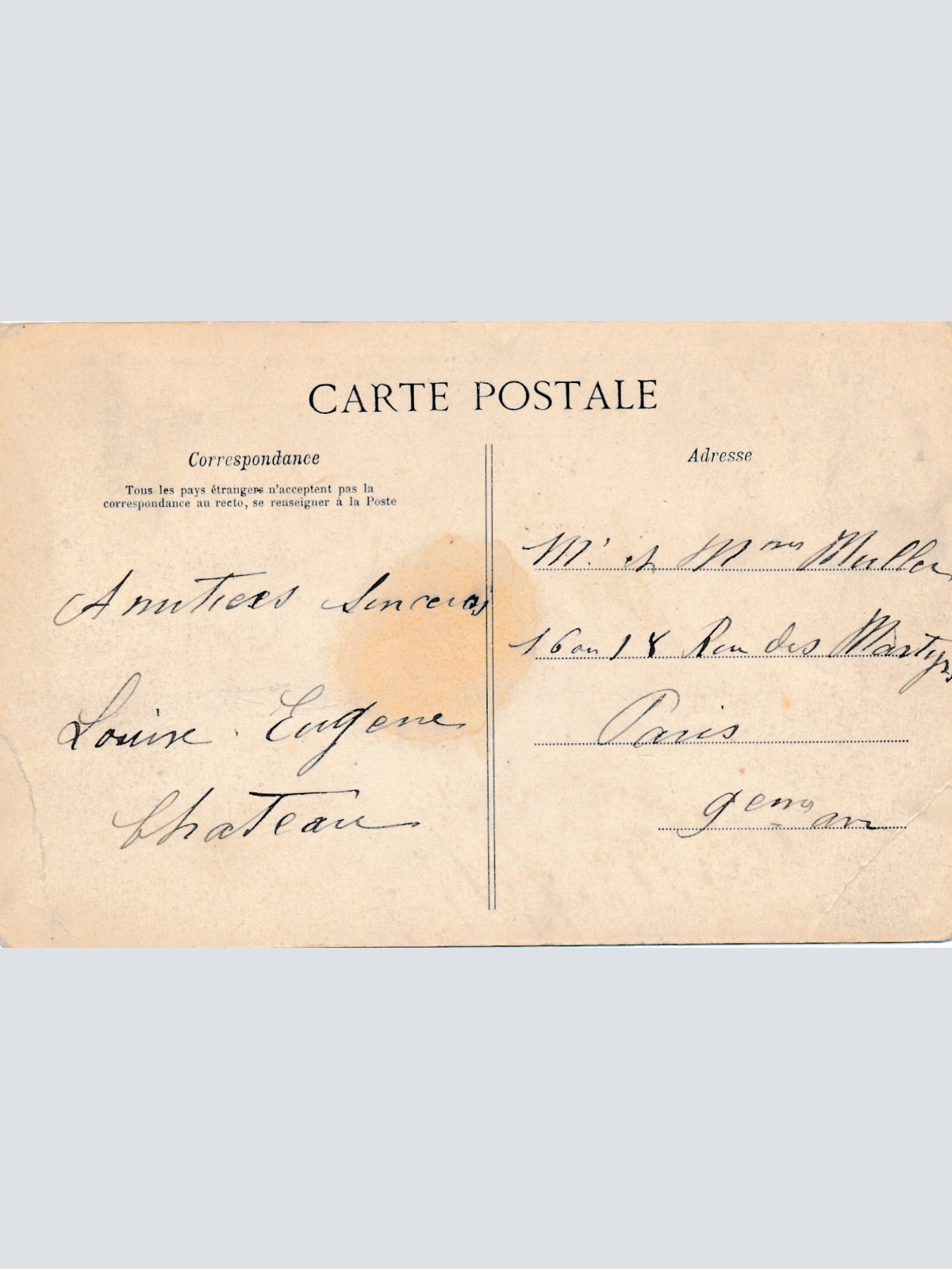 AK aus Villemonble mit Radfahrer Frankreich Ansichtskarte (15707)