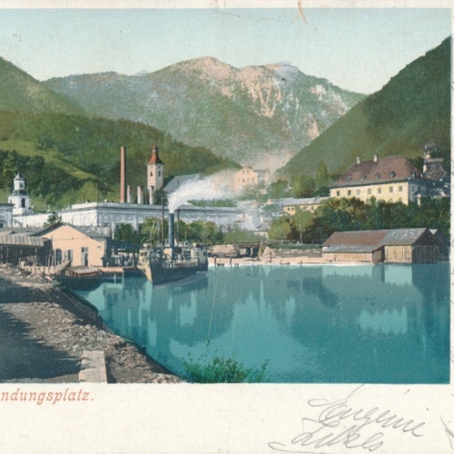 AK aus Ebensee mit Landungsplatz u. Dampfer Oberösterreich Ansichtskarte (15362)