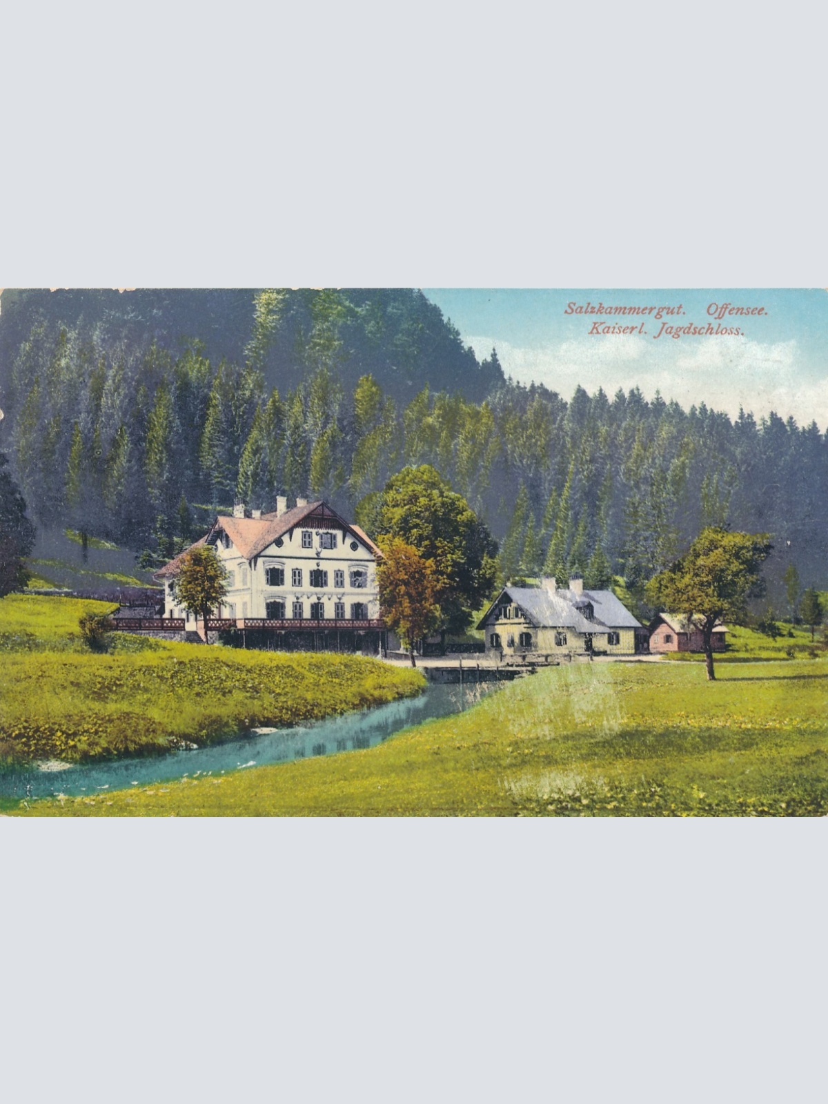 AK vom Offensee mit Kaiserl. Jagtschloss Oberösterreich Ansichtskarte (15361)