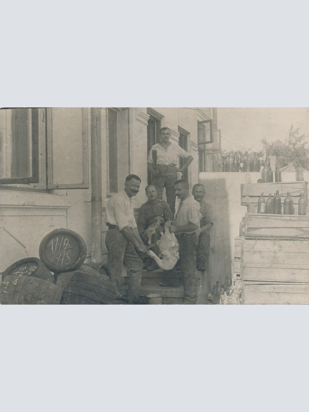 Feldpostkarte KuK Feldpostamt Männer mit Hund und Gans Ansichtskarte (16332)