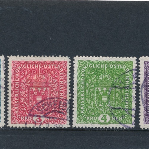 Freimarkenausgabe 1917 - 19 Faserpapier, Hell ANK 208 - 211 gestempelt (16451)