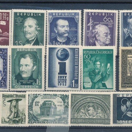 Österreich Steckkarte mit 16 Marken 1950 - 52 postfrisch (16441)