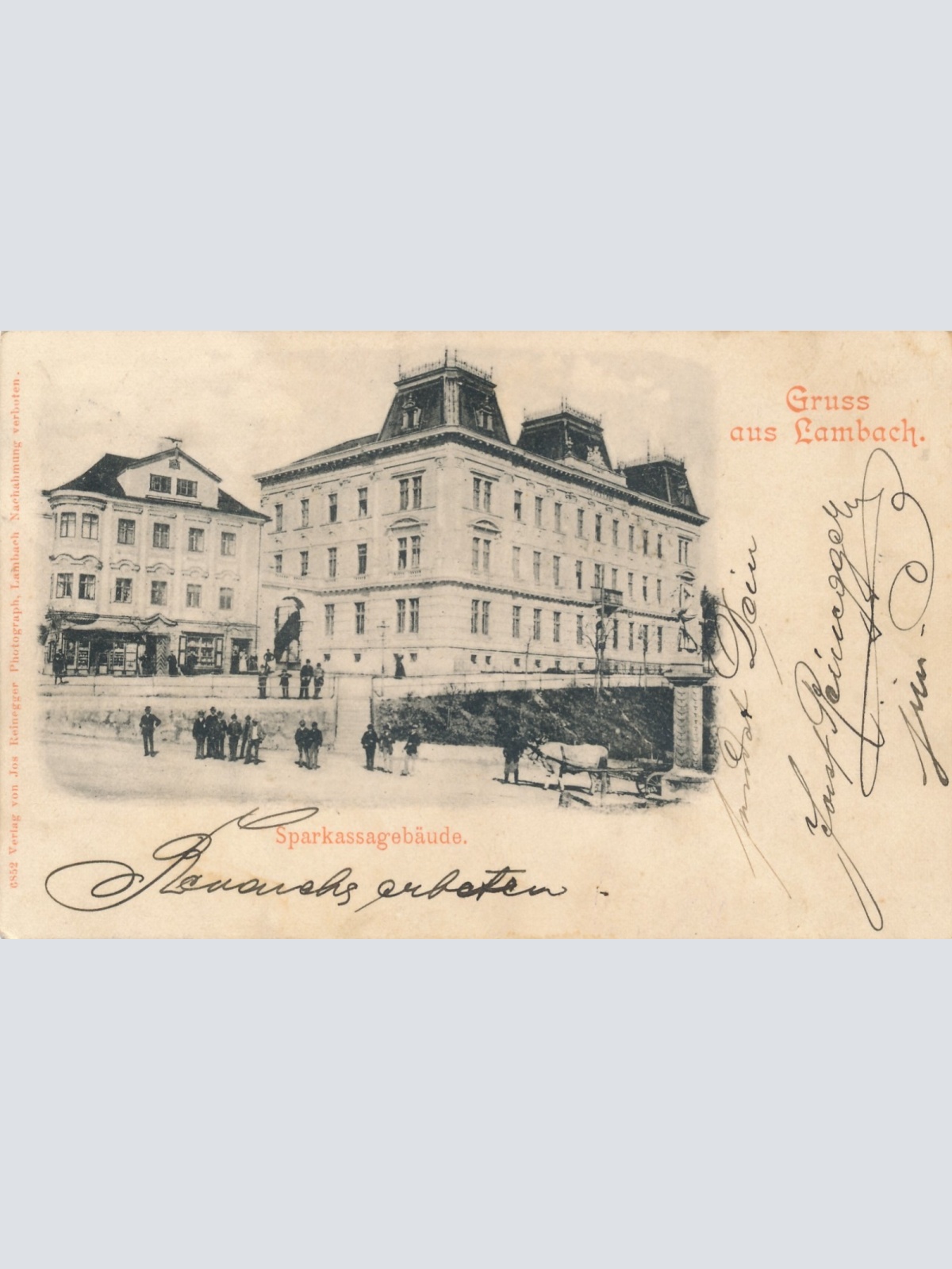 AK aus Lambach Sparkassagebäude Oberösterreich Ansichtskarte (16404)