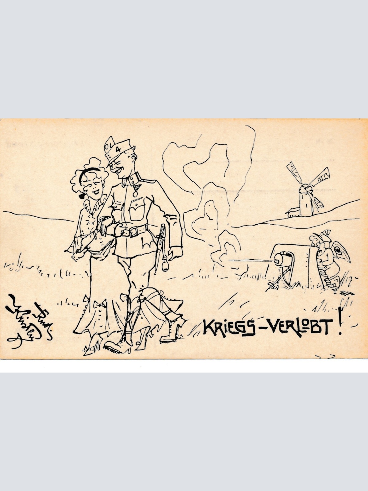 AK Militaria Kriegs - Verlobt Ansichtskarte (16455)