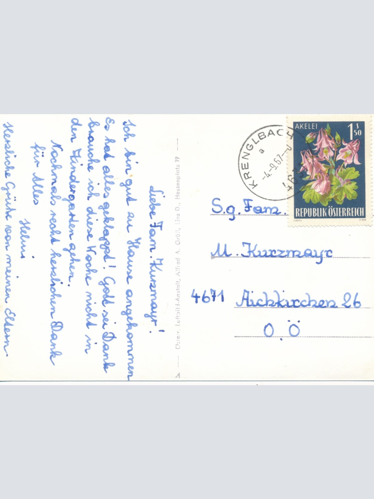 AK aus Krengelbach Luftbild Nr.7 Oberösterreich Ansichtskarte (16609)