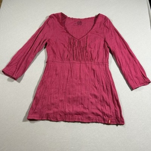 EDC by Esprit Langarm Bluse mit Kordel Rot Damen Größe L Maße auf Fotos