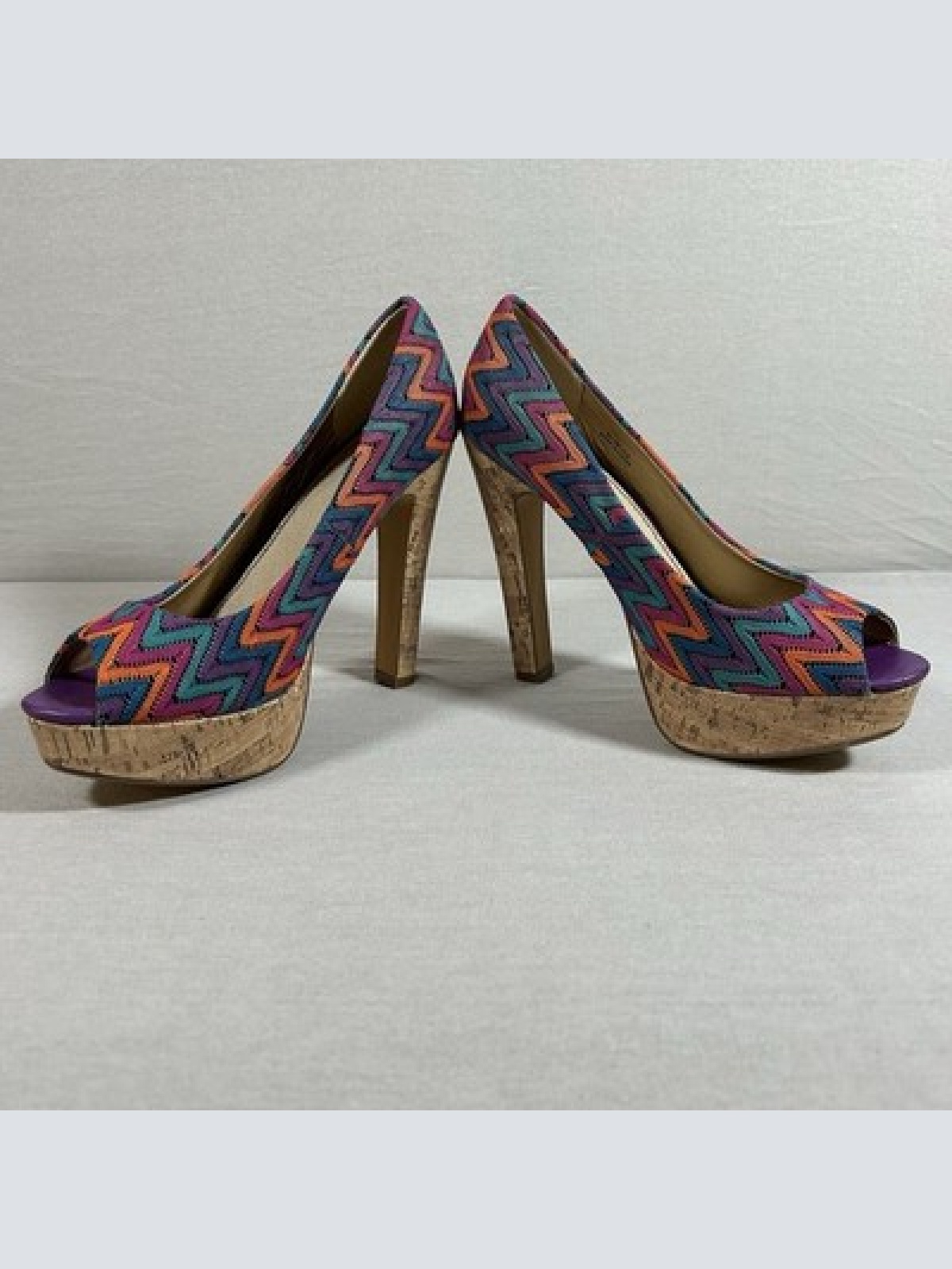 Hanna White Collection Peeptoe Pumps Bunt Größe 41 13cm Absatz Vintage Dressing