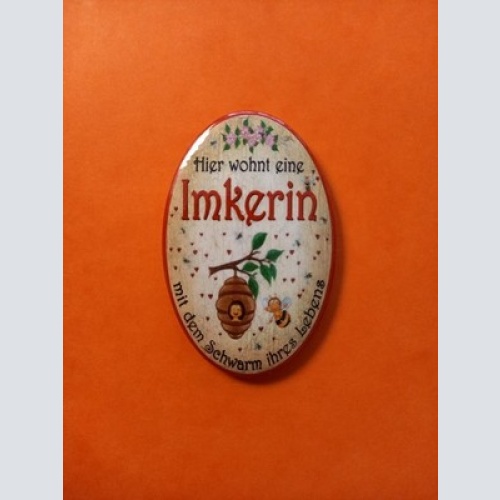 Nostalgie KuK Flaschenöffner Magnet Hierwohnt E. Imkerin M.D.Schwarm IhresLebens