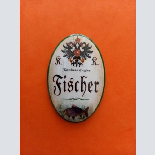 Nostalgie KuK Flaschenöffner Magnet Landesbefugter Fischer