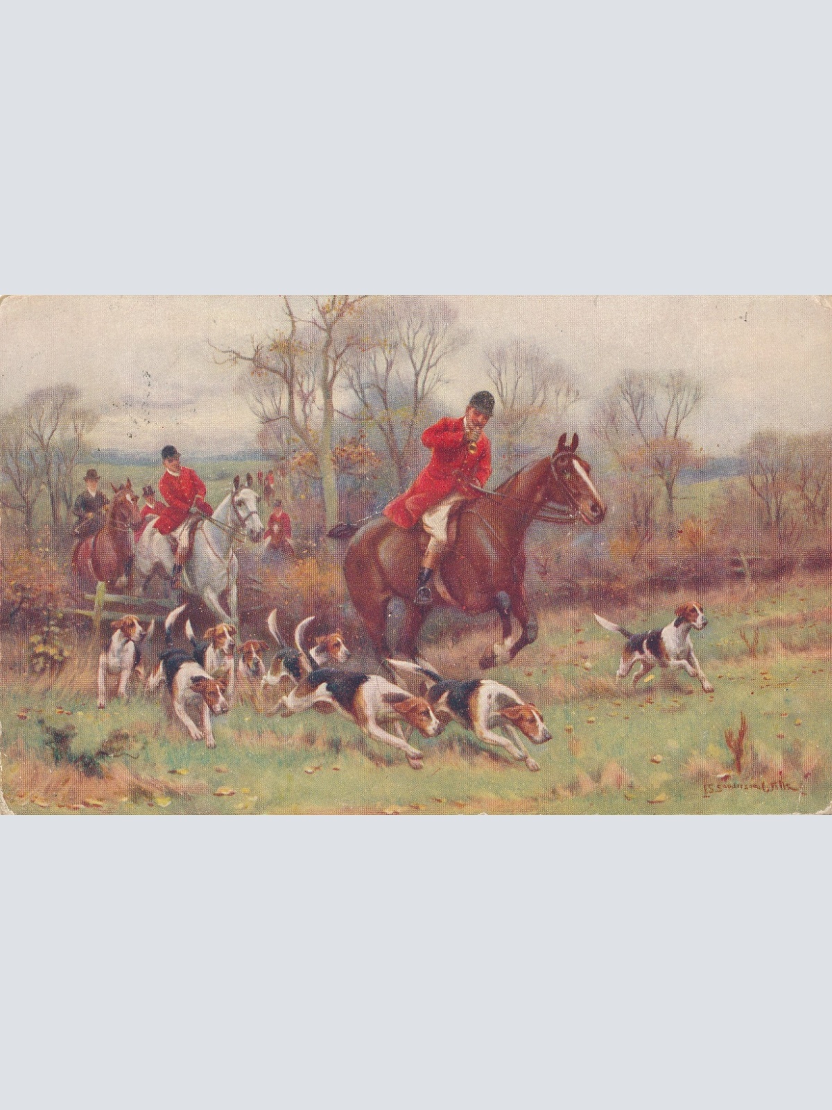 AK Männer mit Hunden auf der Jagt Ansichtskarte (16886)