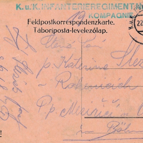 Feldpost - Karte K.u.K. Infanterieregiment Nr.18 19. Kompagnie (16945)