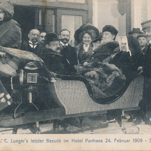 AK Luegers letzter besuch im Hotel Panhans 24. Februa 1909 Ansichtskarte (16974)