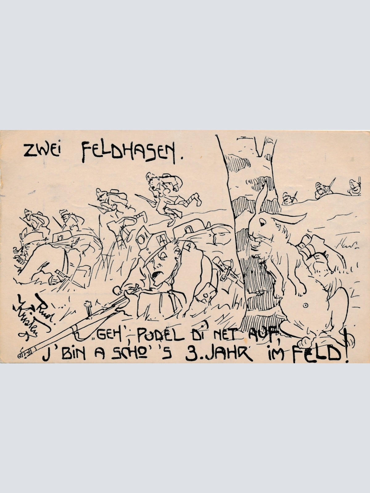 AK Militaria zwei Feldhasen Ansichtskarte (16964)
