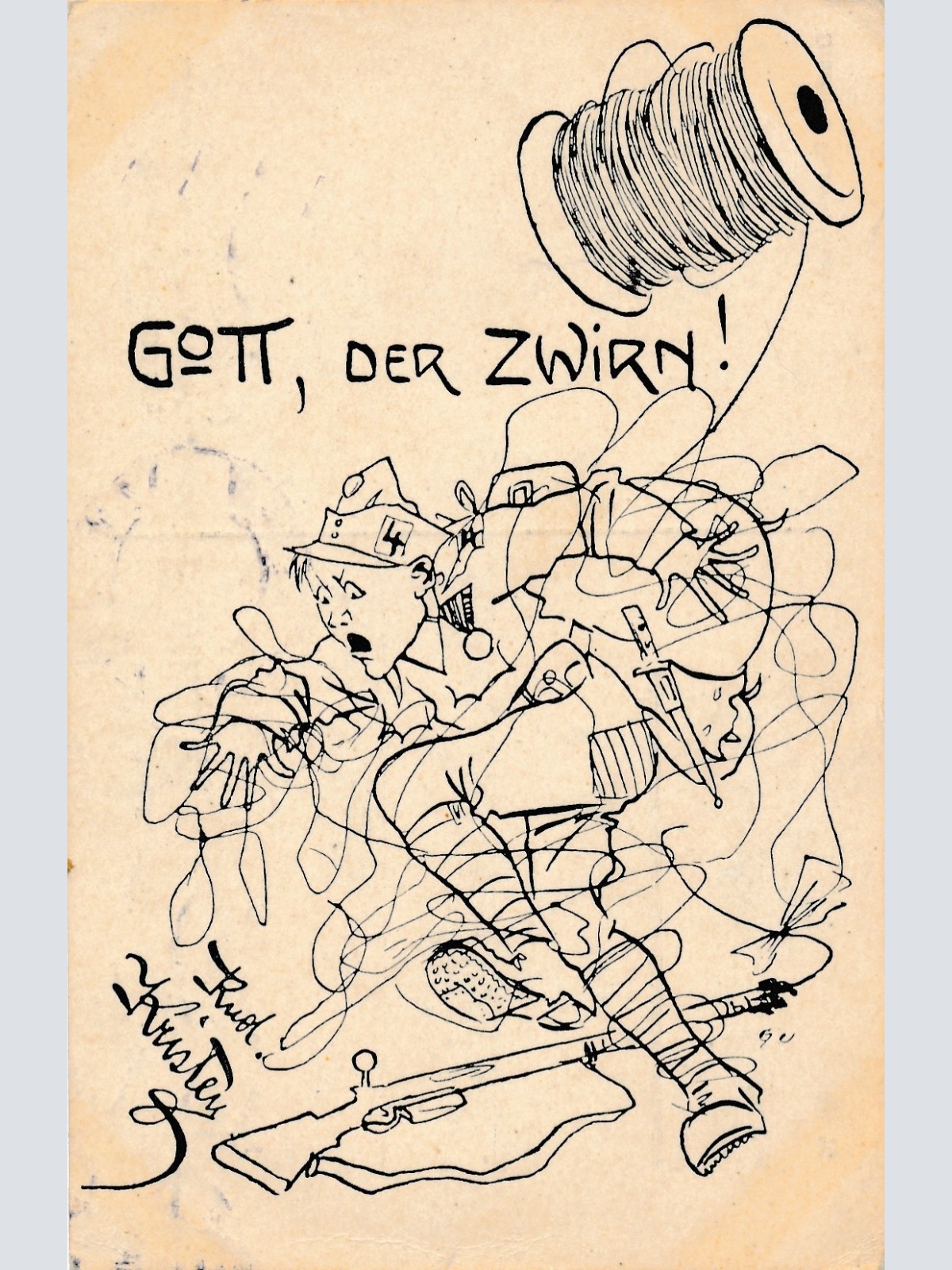 AK Militaria Gott der Zwirn Ansichtskarte (17020)