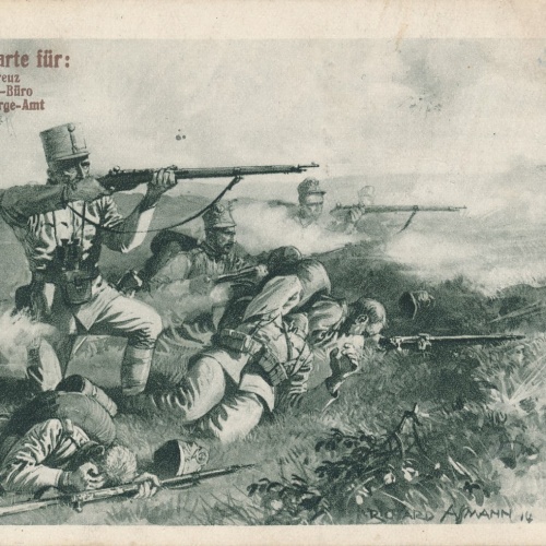 Rot Kreuz - Karte Militaria Kriegsbildkarte Nr. 13 Soldaten im Gefecht (17016)