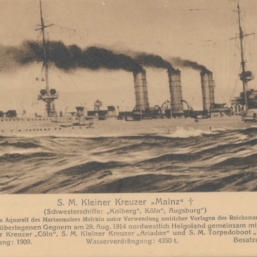 AK S.M. kleiner Kreuzer Mainz Schiffe Boote Ansichtskarte (17041)