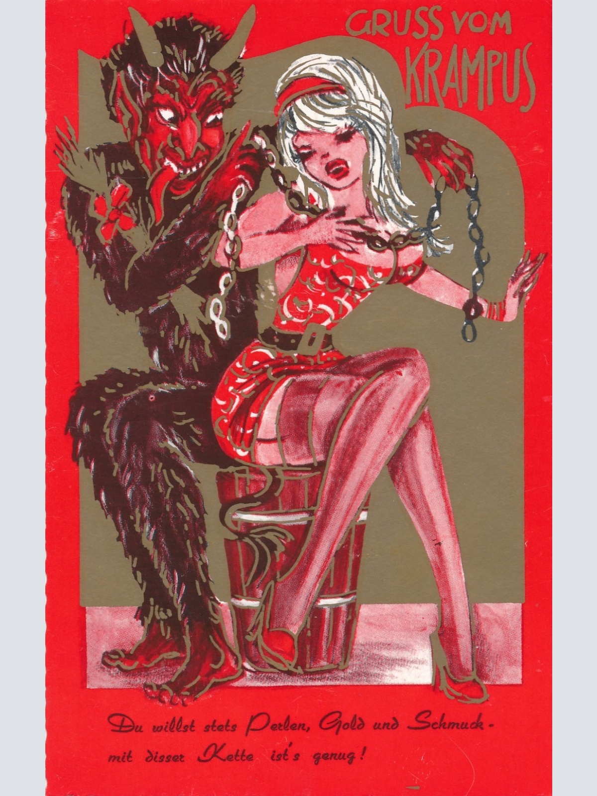 AK Gruss vom Krampus mit Krampusine Ansichtskarte (17145)