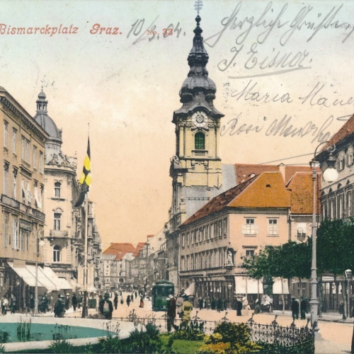 AK aus Graz Bismarckplatz Steiermark Ansichtskarte (17261)