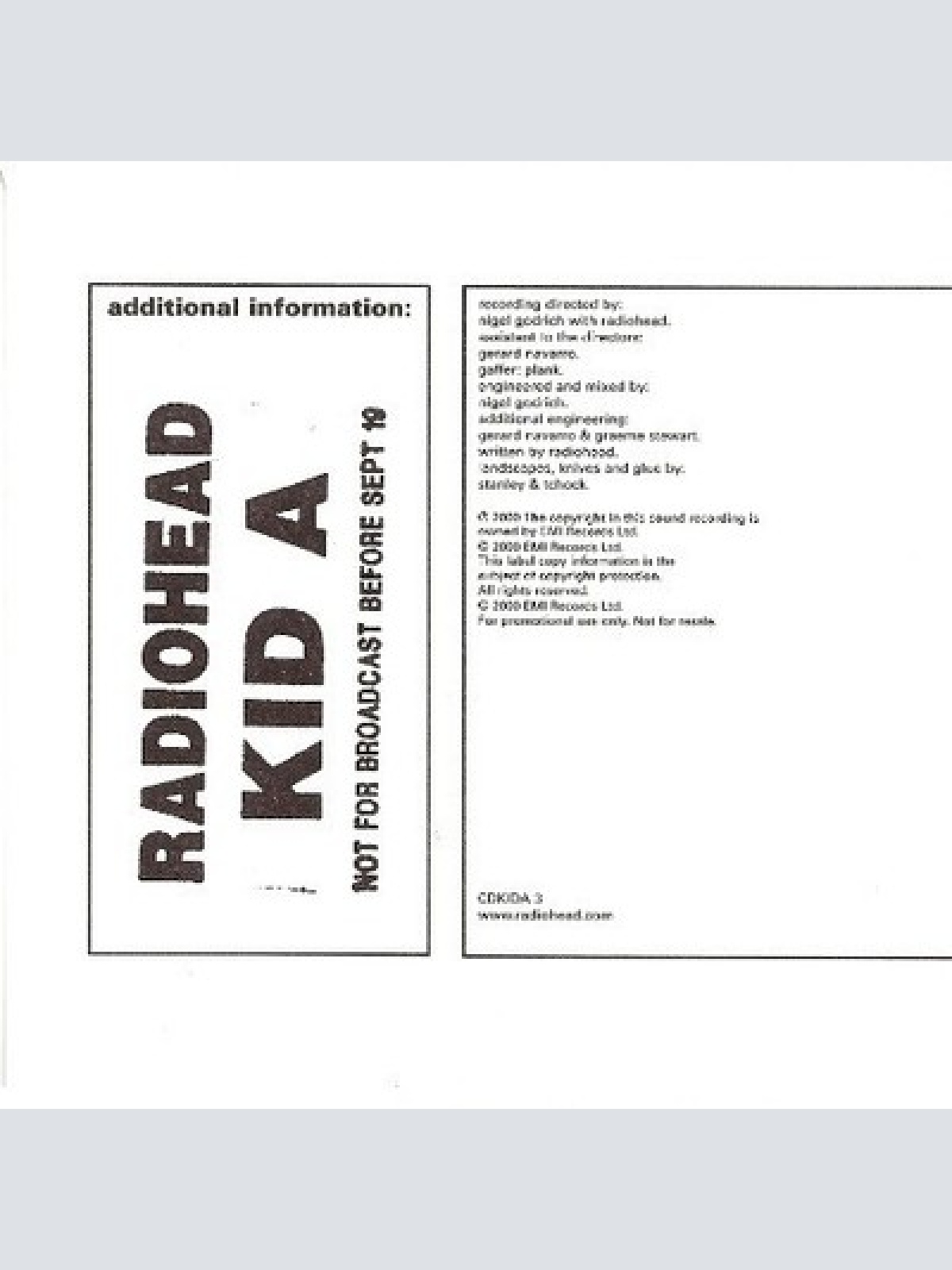 CD, Album, Promo Radiohead - Kid A