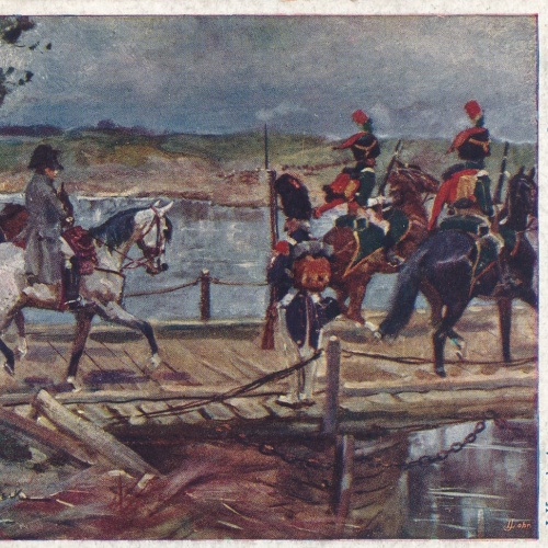 AK Militaria mit Napoleon Le passage fatal Ansichtskarte (17385)