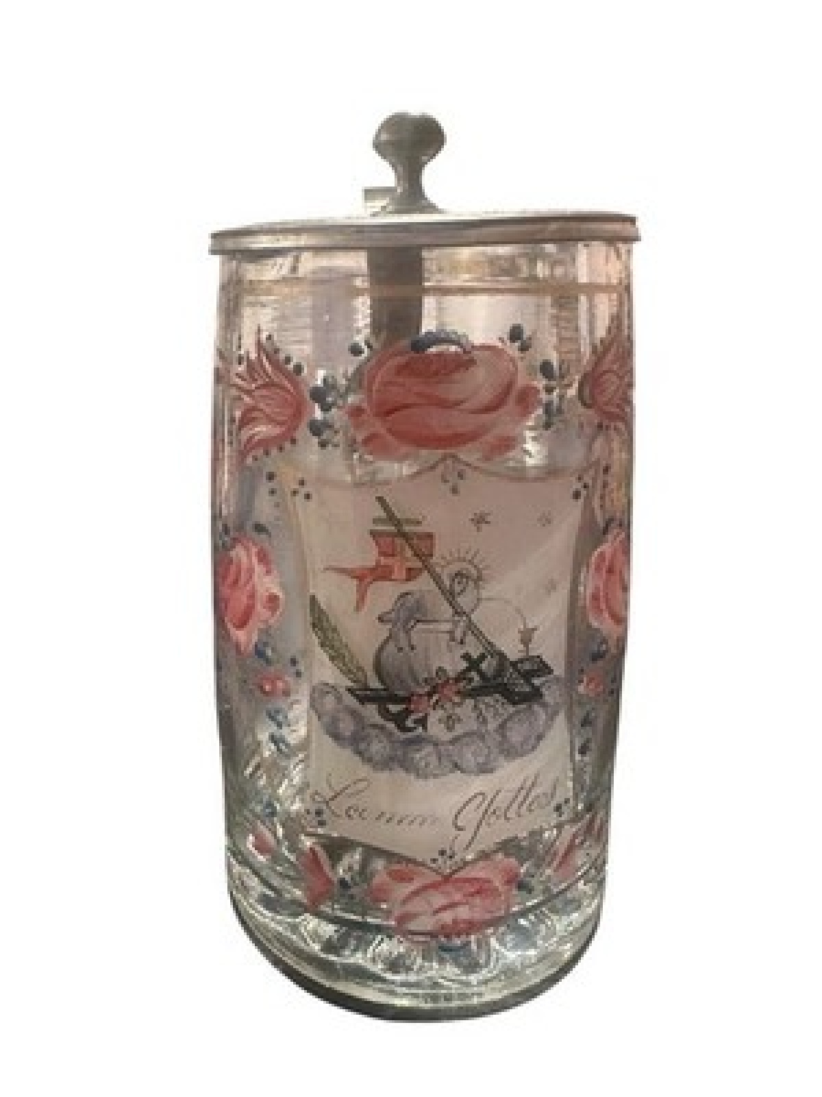 Antiker Bierkrug Lamm Gottes Oberschwarzenberg um 1880