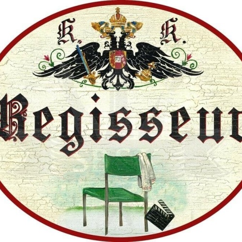 KuK Nostalgie Holzschild - Regisseur - Regiestuhl Filmklappe TH (Größe: 14x17)
